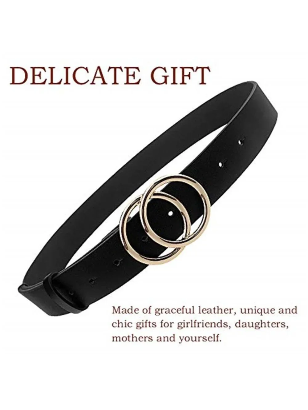 Womens Faux Leather Belts Double O Ring Buckle Black Brown White 3 Pack Fashion